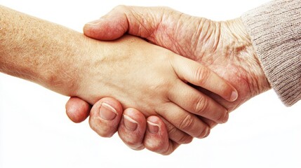 Young and Old Hands Clasped Together.