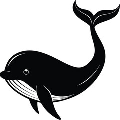 Whale Silhouettes in Minimalist Style