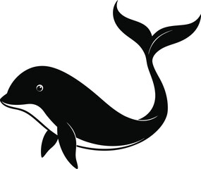Whale Silhouettes in Minimalist Style