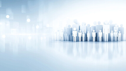 Abstract shapes representing people in serene, modern environment