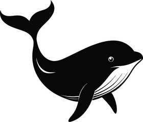 Whale Silhouettes in Minimalist Style