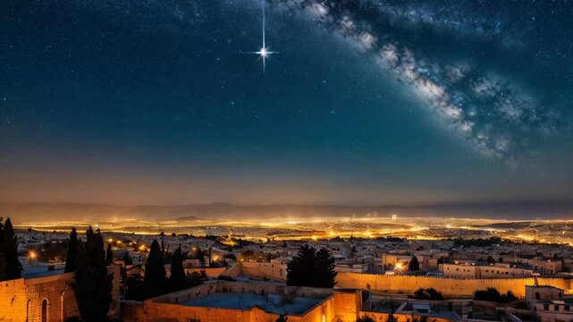 Bethlehem city beautiful stunning night view starry sky

