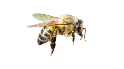 Honey bee isolated on white background as transparent, AI generative
