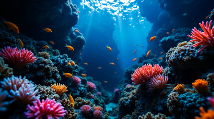 Obraz premium Underwater world with Sun Rays