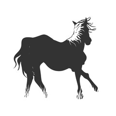 Minimalist Horse Silhouette on Grass Vector