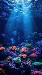 Vibrant Underwater Coral Reef Teeming with Diverse Marine Life   Stunning Seascape of a Tropical Oceanic Ecosystem Filled with Colorful Fish and Vibrant Coral Formations