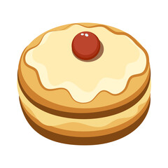 Delicious Donut Dessert with White Cream Element with White Background.