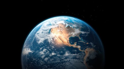 A breathtaking view of Earth from space, showcasing the continents, oceans, and atmosphere, evoking a sense of wonder and the vastness of our planet in a cosmic setting.