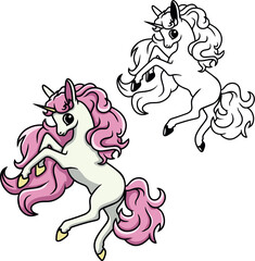 Cute cartoon unicorn vector