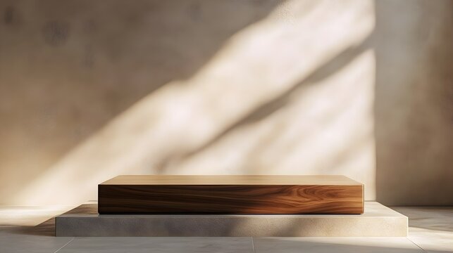 Rustic wooden podium with warm earthy tones and simple design