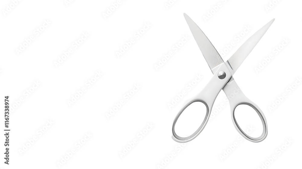 Poster A pair of silver scissors with a simple design, commonly used for cutting.