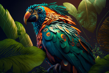 Fototapeta premium Portrait of a Surreal Tropical Bird