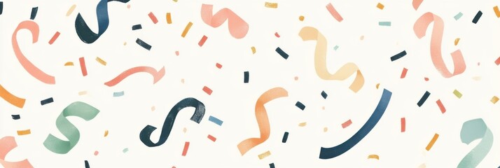 Festive new year's eve celebration with illustrated streamers and confetti