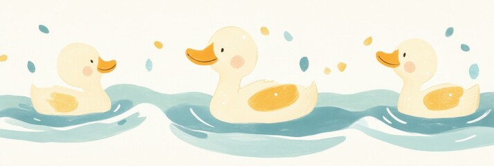 Obraz premium Gentle ducks swimming in soft pastel waters for a springtime design