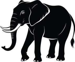 silhouette of elephant vector illustration on white background