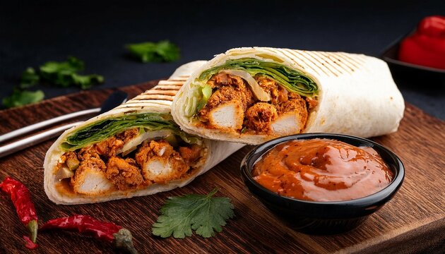 zinger wrap with chipotle sauce tikka chicken roll and sandwiches for dubai cafe