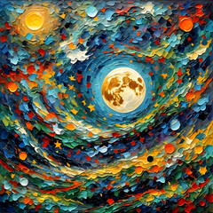 Moon oil painting wall art