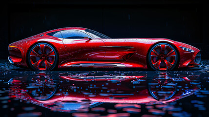 Fast and Futuristic Red Sports Car Concept