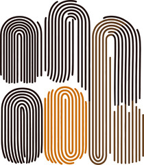 Abstract Geometric Line Art with Black and Orange Curved Patterns