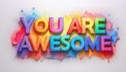 A colorful graphic featuring the phrase "You Are Awesome," surrounded by a vibrant splash of colors.