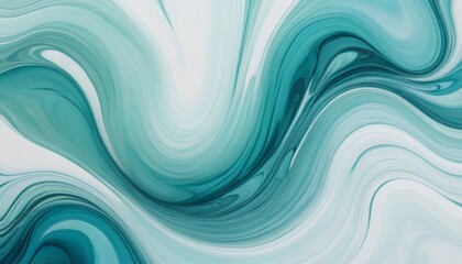 Abstract Teal and White Swirling Marble Background