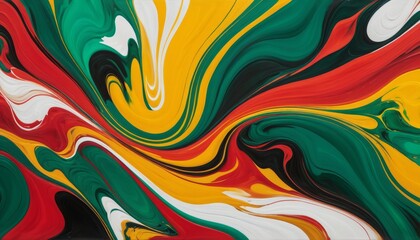 Abstract Swirling Paint, Red, Green, Yellow Background
