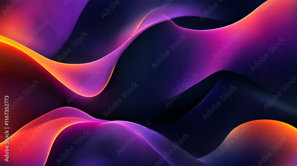 Poster abstract purple orange gradient wave pattern design