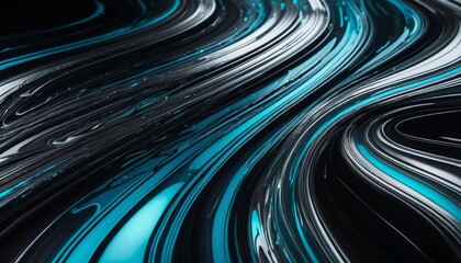Abstract Teal and Black Swirling Liquid Background