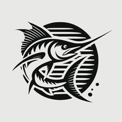 Fototapeta premium Swordfish Vector Icon - Black and White Design
