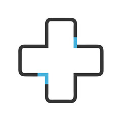 Obraz premium Medical cross icon in modern style with blue accents