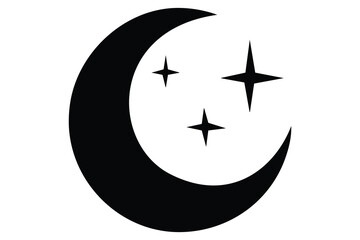 Moon crescent icon. Moon icon. Moon silhouette vector illustration
