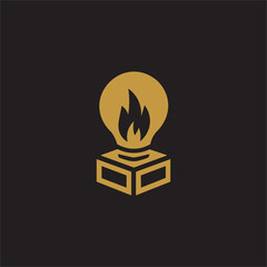 Creative Bulb with fire logo design vector  