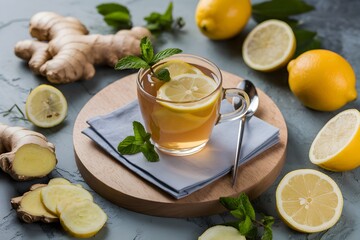 tea with lemon and cinnamon