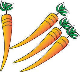 Print, carrot, vegetable, food, illustration, isolated, vector, cartoon, green, healthy, orange, fresh, vegetarian, nature, white, leaf, plant, health, root, diet, organic, nutrition, natural, vitamin