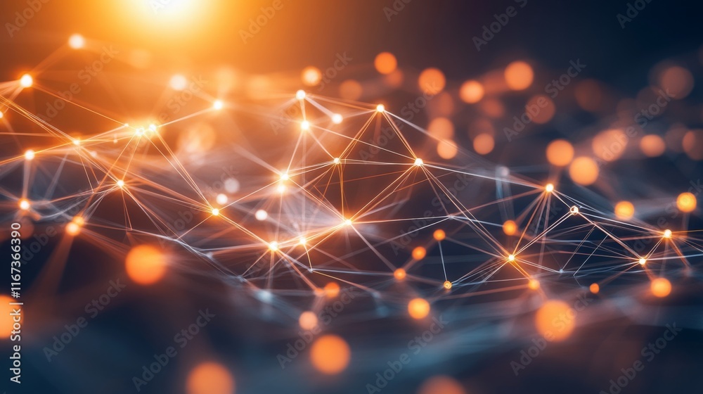 Leinwandbilder a visually striking, abstract representation of interconnected nodes and luminous points, evoking th