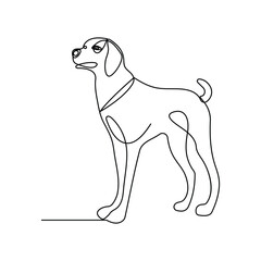 Dog pet animal continuous one-line art drawing with dog icon simple outline vector design
