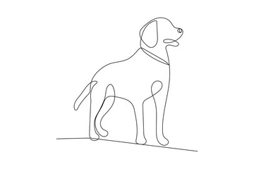 Dog pet animal continuous one-line art drawing with dog icon simple outline vector design
