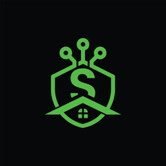 S letter Logo with Shield, S shield logo design template