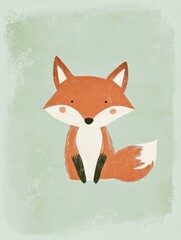 Obraz premium Vintage style illustration of a fox in warm colors for nature-inspired design