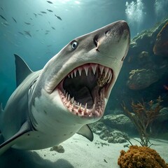 Fototapeta premium Extreme close up of Great White Shark