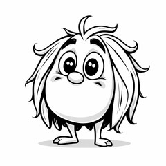 Obraz premium Fluffy Little Monster: A cute and friendly cartoon monster with big eyes and a fluffy coat. This character is perfect for kids' books, illustrations, and other fun projects. 