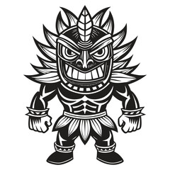 Retro TIKI Warrior Vector Illustration