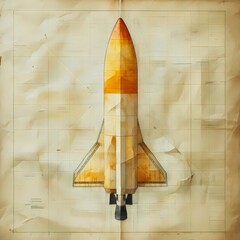 Obraz premium A drawing of a rocket on a piece of paper