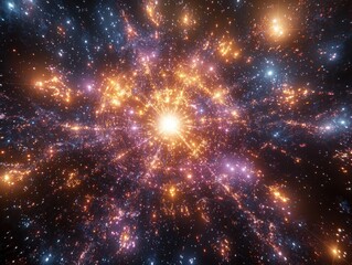 Fototapeta premium Celestial festival of light outer space digital artwork cosmic environment expansive viewpoint astral celebration concept