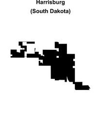 Obraz premium Harrisburg (South Dakota) blank outline map