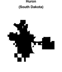 Huron (South Dakota) blank outline map