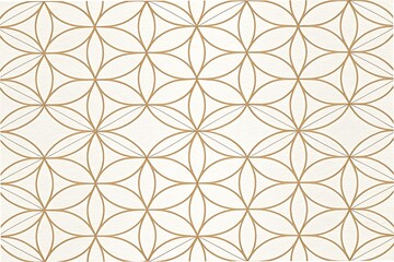 Geometric pattern, interlocking circles, beige and white, art deco inspired, seamless wallpaper design, 