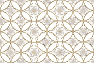Geometric pattern, interlocking circles, beige and white, art deco inspired, seamless wallpaper design, 