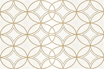 Geometric pattern, interlocking circles, beige and white, art deco inspired, seamless wallpaper design, 