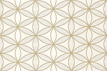 Geometric pattern, interlocking circles, beige and white, art deco inspired, seamless wallpaper design, 